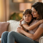 Helping Kids Manage Anxiety by showing a parent calmly supporting a child through emotional reassurance and stress-relief techniques.